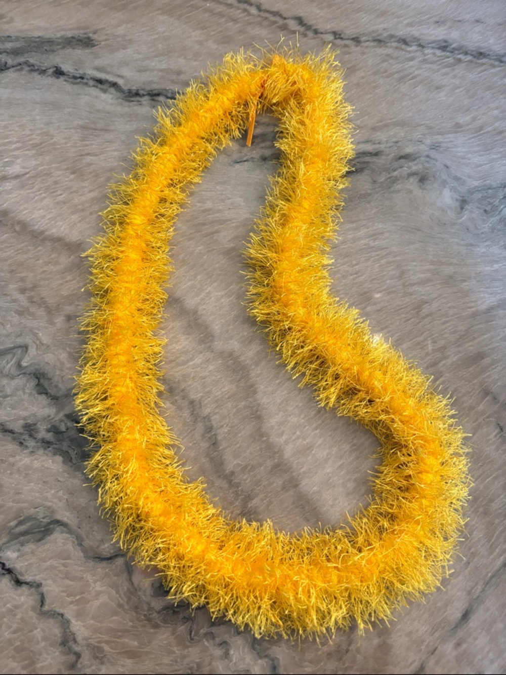 Hawaiian Lei  yellow Eyelash Yarn Ribbon  tie handmade graduation luau wedding